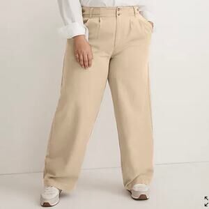 NWT Madewell Harlow Wide Leg Pant Drapery Twill Women's 18W Tan